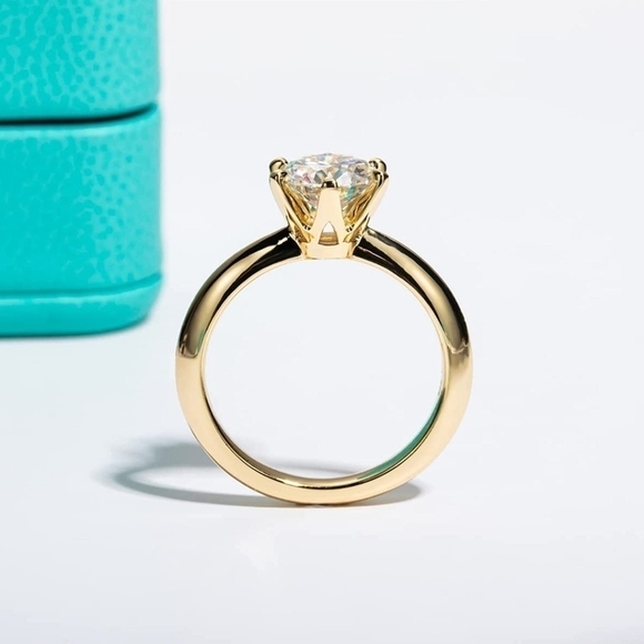 CERTIFIED 14k Yellow Gold 2.0ct Diamond Ring Engagement Moissanite 925 Wedding - Picture 4 of 6